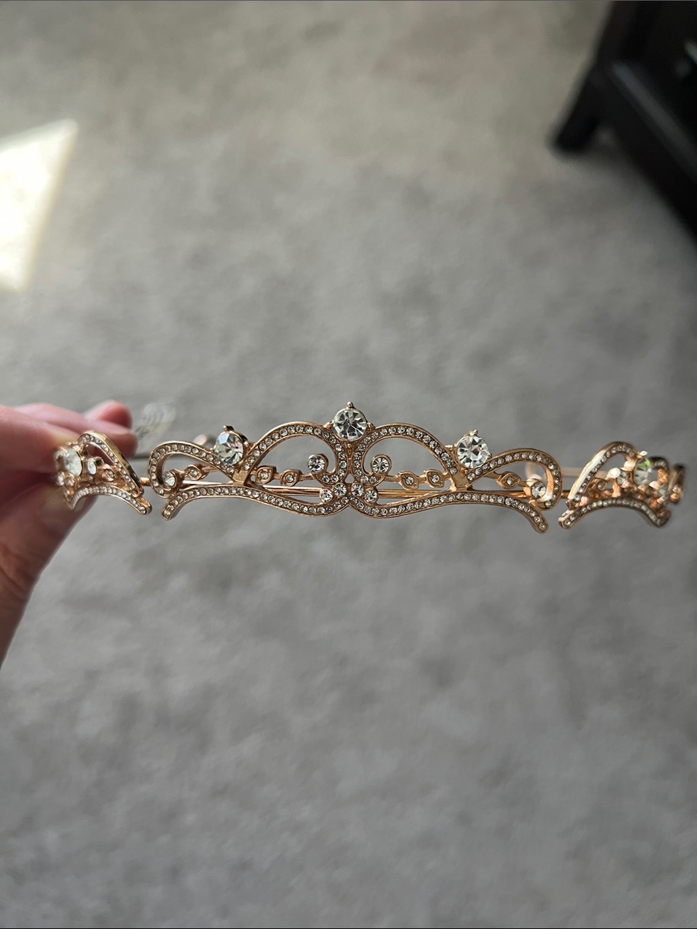 Rose Gold Crystal Tiara Headband - Bridal Accessories - Picture 4 of 4